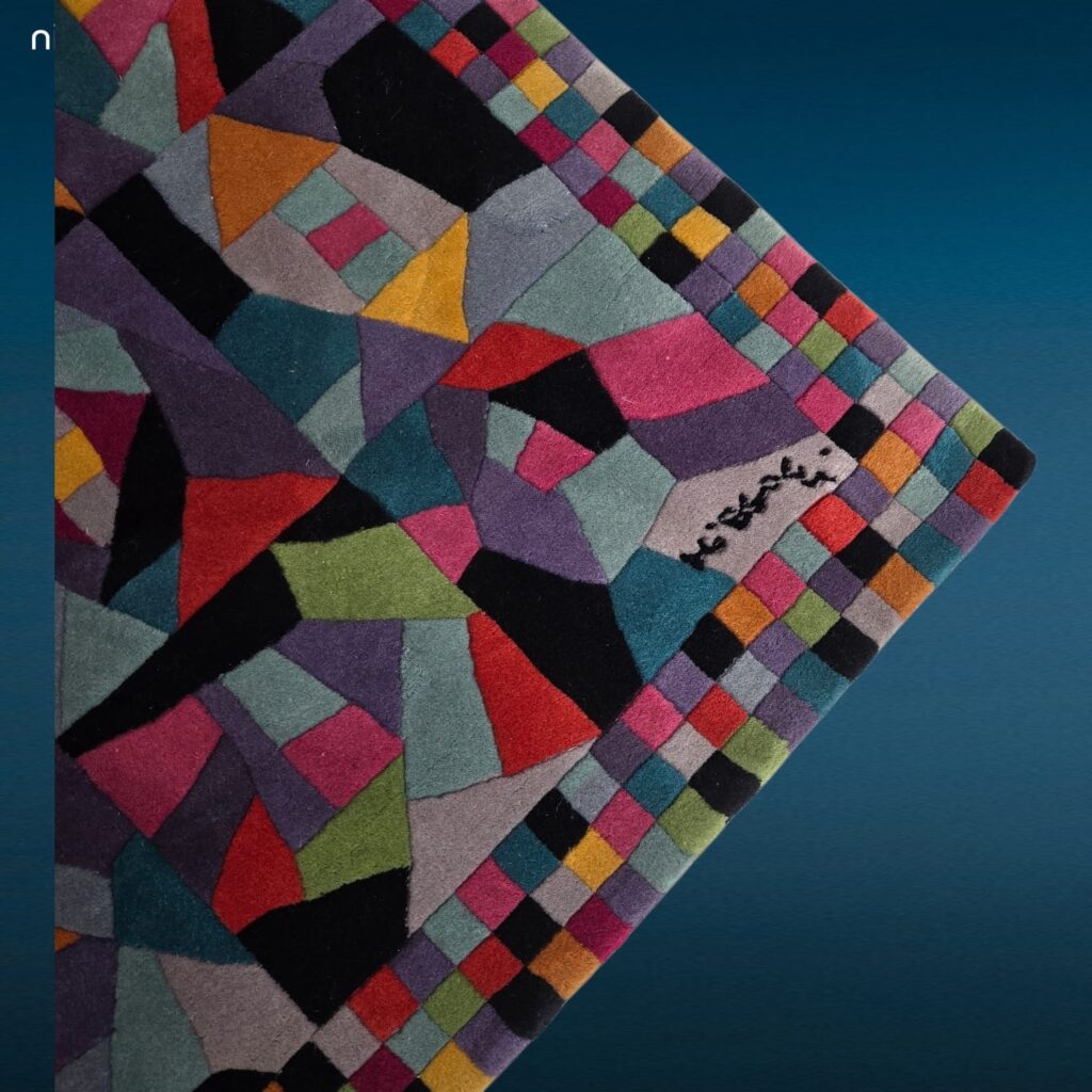 Tappeto Missoni Festival multicolore 170x240 in lana con lavorazione scolpita a formelle