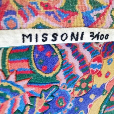 Tappeto Missoni Art Limited Edition 1993 multicolor numerato 2 su 100 in pura lana vergine.Missoni Limited Edition Rug 1993 40th Anniversary 2/100 – Tappeto Vintage Originale