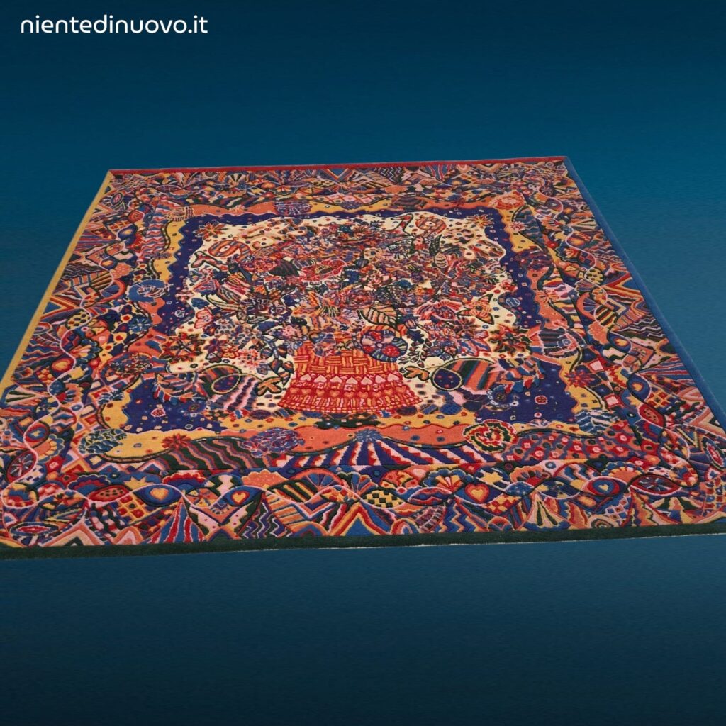 Tappeto Missoni Art Limited Edition 1993 multicolor numerato 2 su 100 in pura lana vergine.Missoni Limited Edition Rug 1993 40th Anniversary 2/100 – Tappeto Vintage Originale