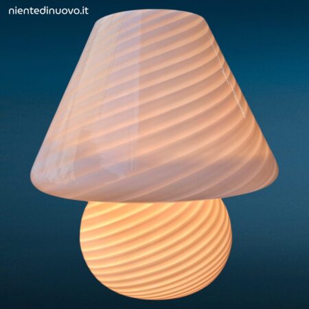 Lampada Mushroom vintage in vetro bianco opalino attribuita a Paolo Venini Murano anni 70
