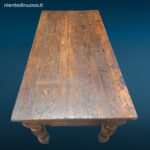 Tavolo in legno massello fine 800 con cassetti e patina