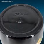 Vaso in vetro nero Avon con coperchio originale e motivo floreale