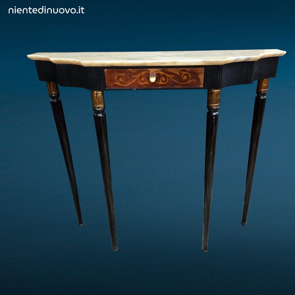 Consolle anni 50 con cassetto e piano in marmo