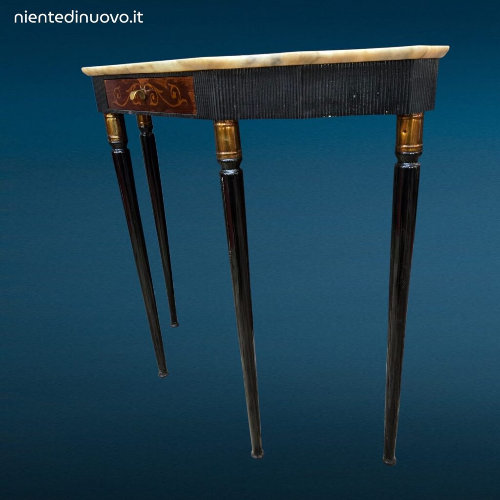 Consolle anni 50 con cassetto e piano in marmo