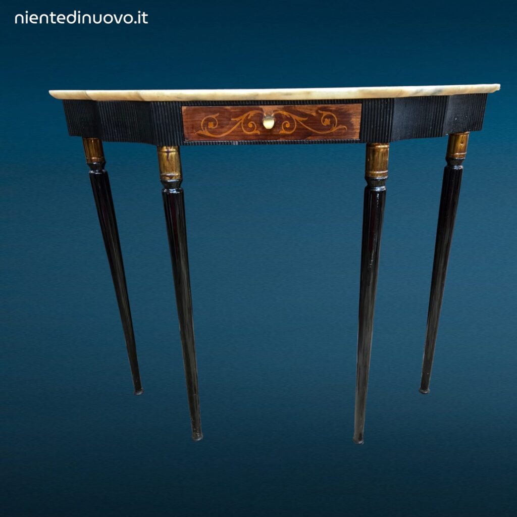 Consolle anni 50 con cassetto e piano in marmo