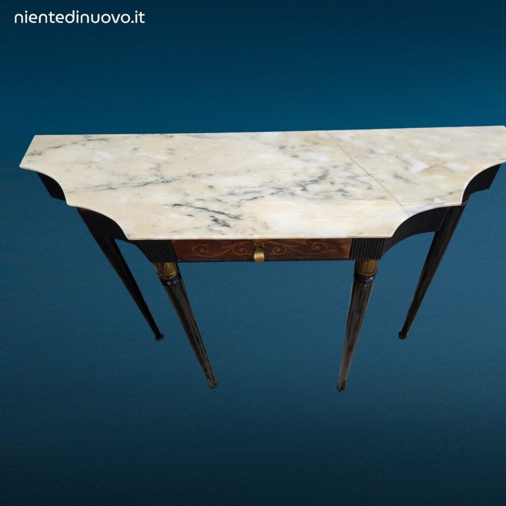Consolle anni 50 con cassetto e piano in marmo