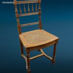 Sedia in noce stile Luigi XVI con seduta in paglia di Vienna
