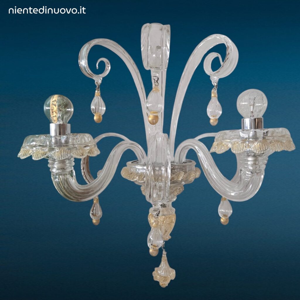 Lampada da parete Rabat 4513/02 Barovier e Toso in cristallo con decoro oro