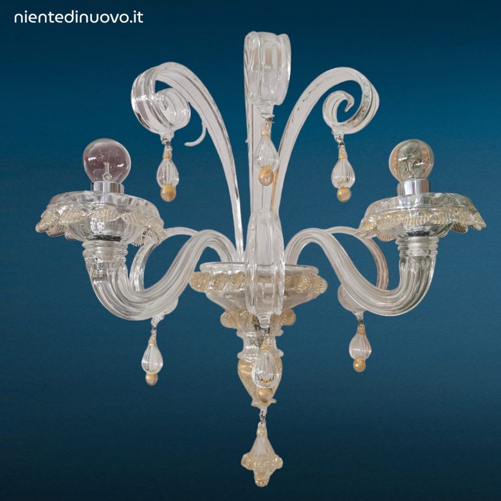 Lampada da parete Rabat 4513/02 Barovier e Toso in cristallo con decoro oro