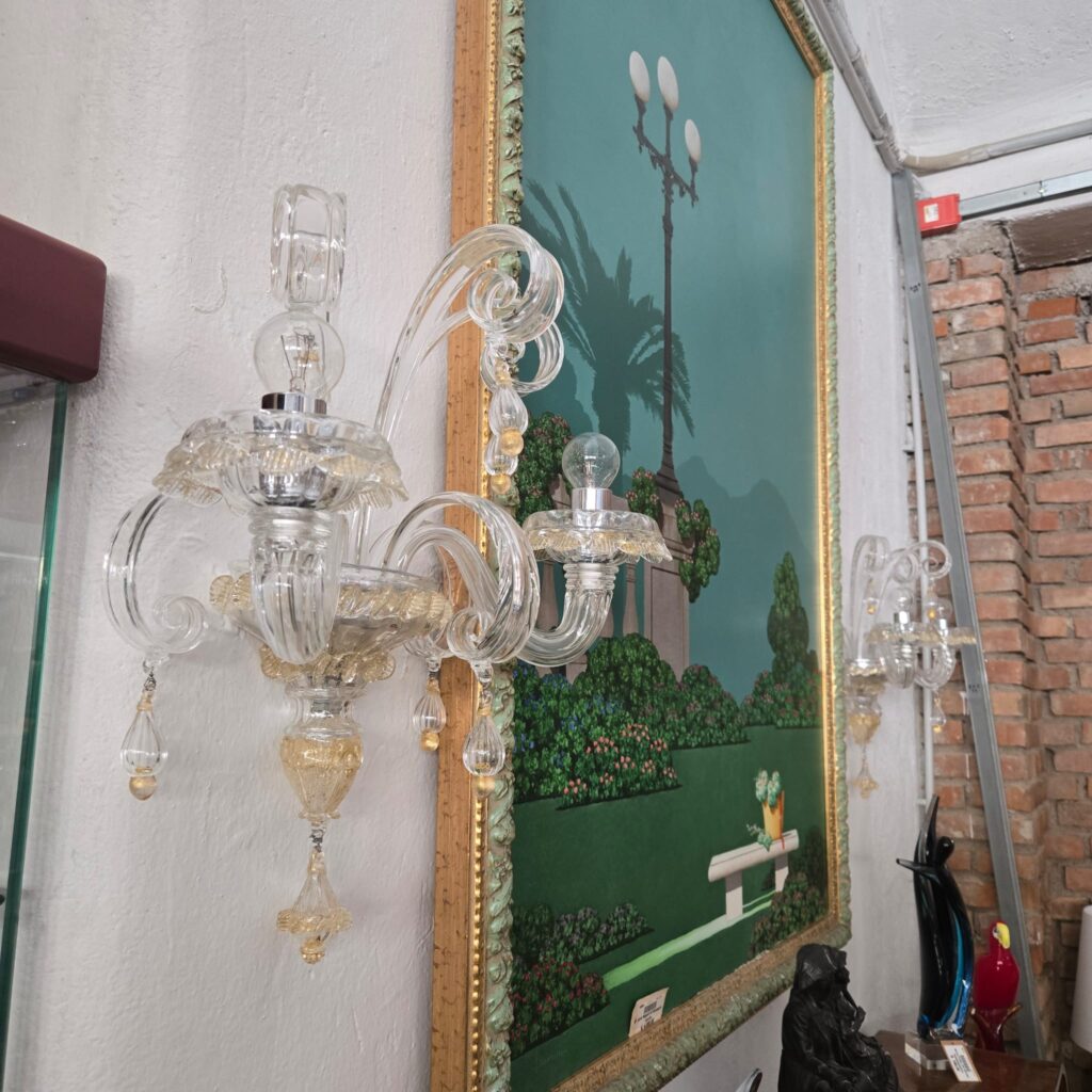 Lampada da parete Rabat 4513/02 Barovier e Toso in cristallo con decoro oro