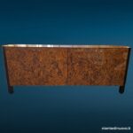 Credenza vintage in radica lucida con colonne laccate nere, anni '70-'80