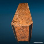 Credenza vintage in radica lucida con colonne laccate nere, anni '70-'80