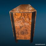 Credenza vintage in radica lucida con colonne laccate nere, anni '70-'80