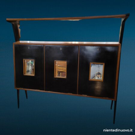 Consolle 3 ante vintage anni '60 con specchio e mensola