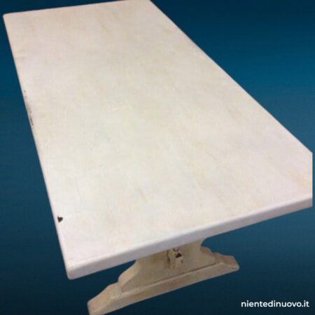 Tavolo fratino decapato bianco in legno di abete massello, stile rustico provenzale