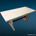 Tavolo fratino decapato bianco in legno di abete massello, stile rustico provenzale