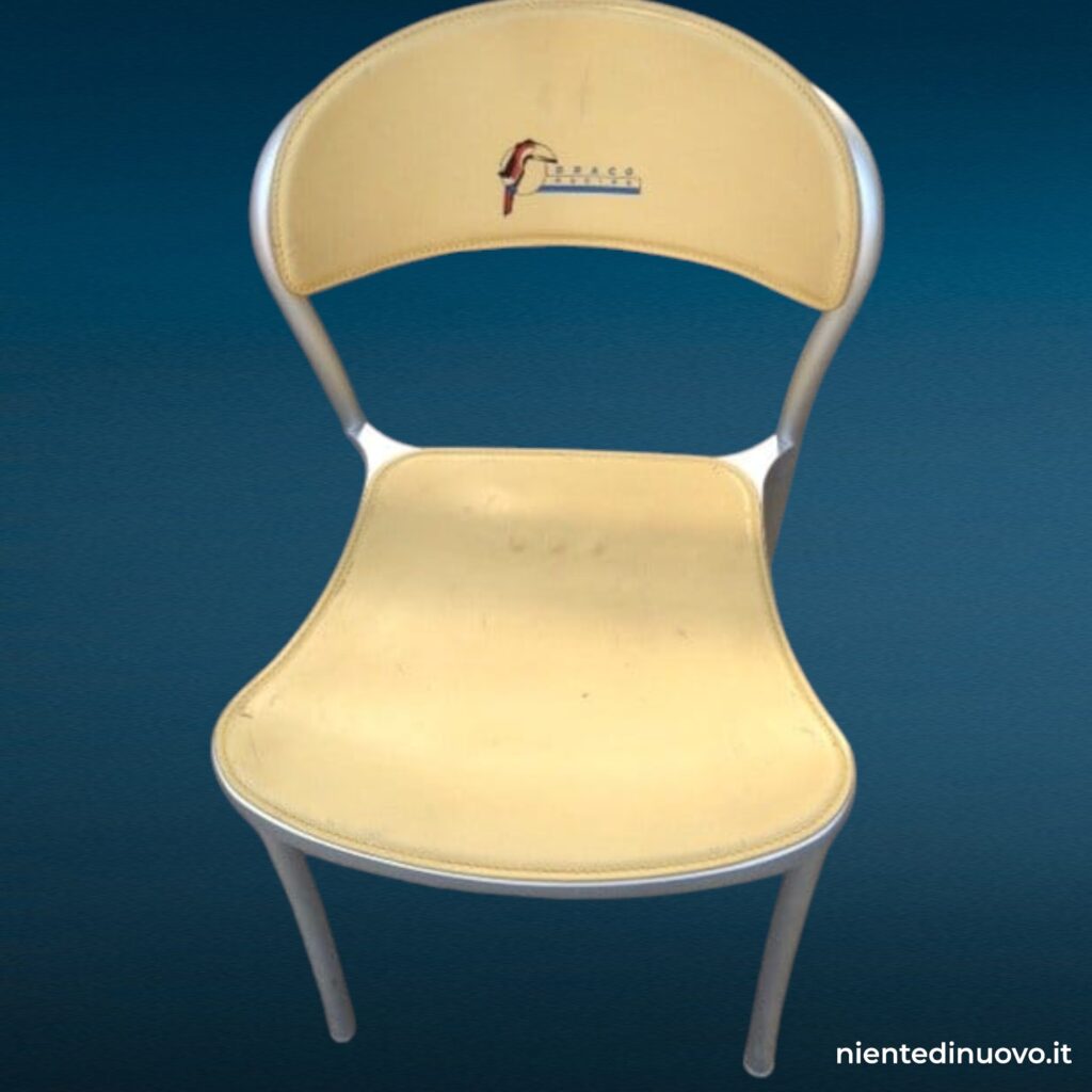 Sedia DRACO RACING in alluminio con seduta in pelle marchiata