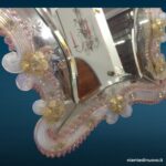 Specchierina vintage da appoggio decorata con vetro di Murano anni ’50