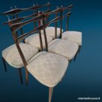 Set di 6 sedie design anni '50 in palissandro con seduta imbottita