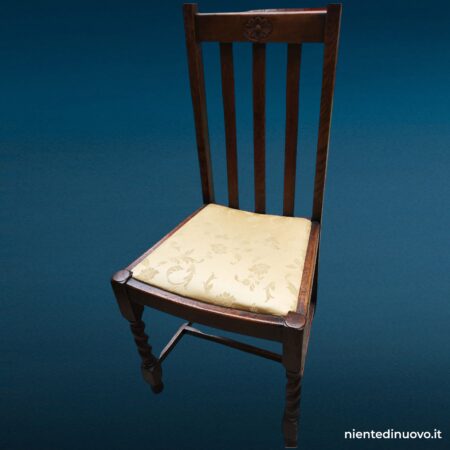 Set di 4 sedie inglesi in rovere massello fine Ottocento, ritappezzate