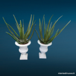 Vaso in ghisa a calice con aloe artificiale