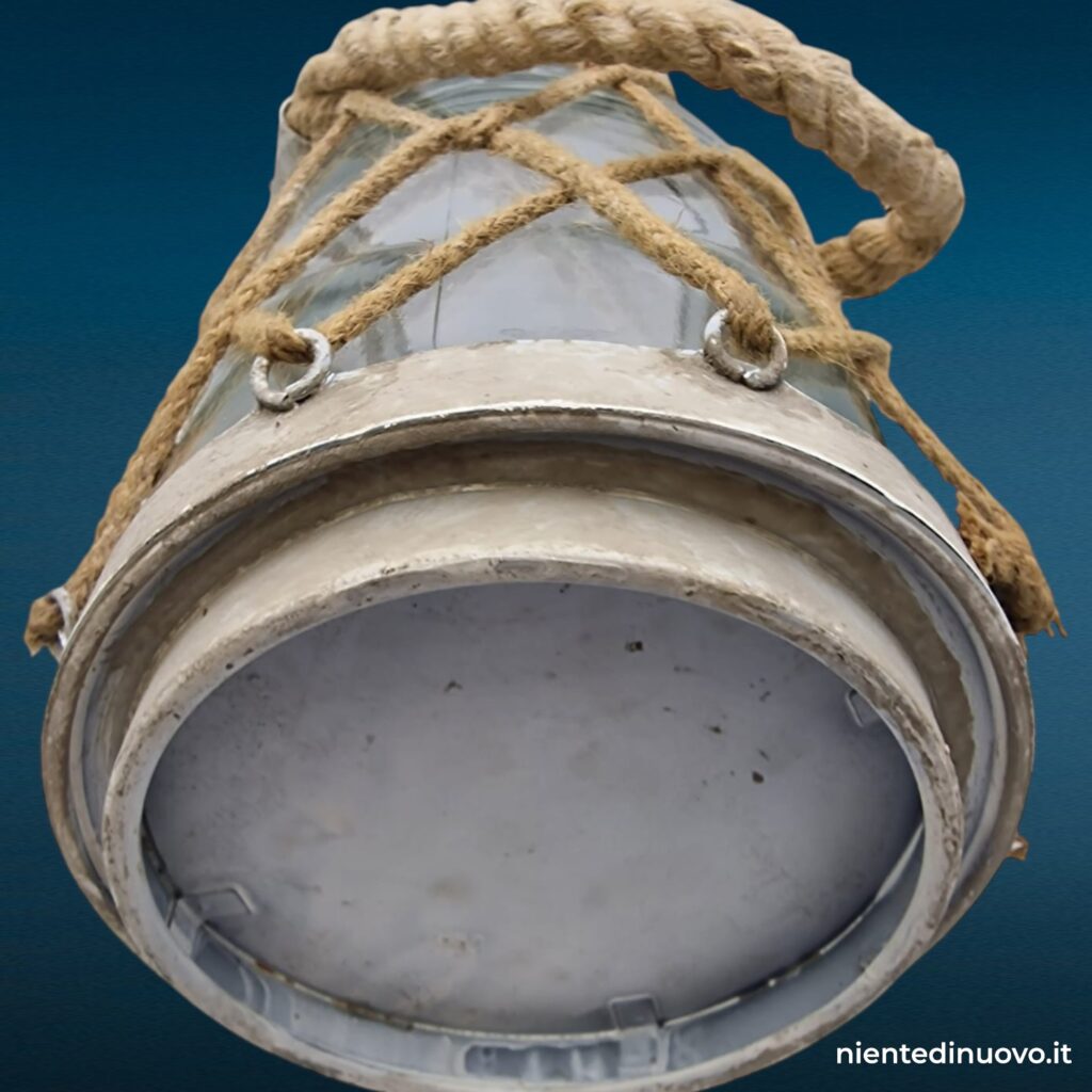 vaso portacandela con corda decorativa da appendere