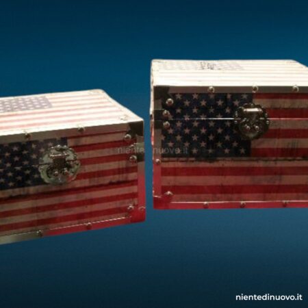 Set di 2 scatole con bandiera USA, 30x30 e 25x25