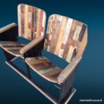 9003799_1.jpg Panchina da Cinema Legno Metallo - 2 posti, sedute in legno vintage, struttura in metallo.