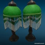 Lampada in stile Liberty con paralume in pasta di vetro e perline, 37 cm (verde)