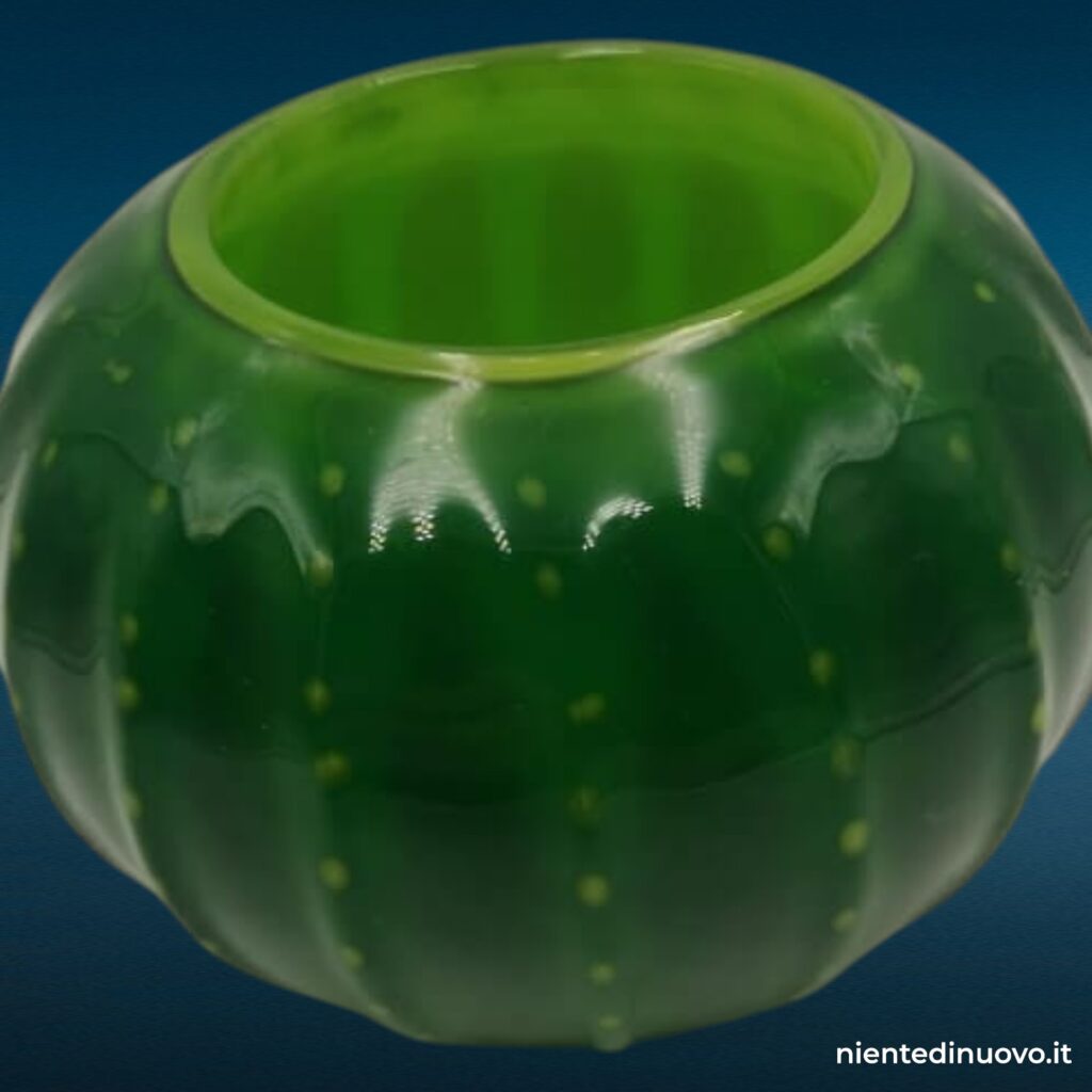 Vaso in vetro a forma di cactus verde (vintage)