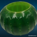 Vaso in vetro a forma di cactus verde (vintage)