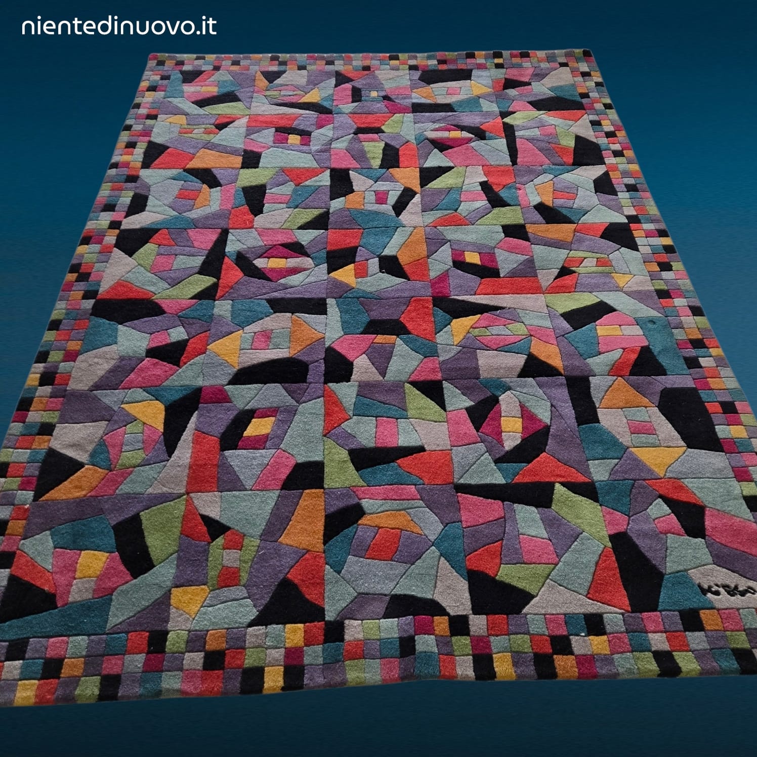 Tappeto Missoni Festival 170x240 multicolore con vello in lana e rilievo a formelle