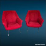 04376.jpg Poltrona anni '60 tessuto rosso gambe nere puntali dorati - immagine aggiuntiva 12