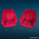04376_2.jpg Poltrona anni '60 tessuto rosso gambe nere puntali dorati - immagine aggiuntiva 3