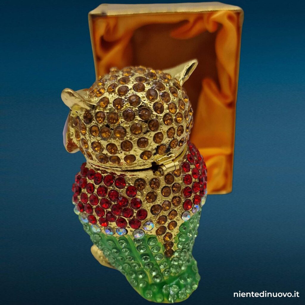 Gufo portagioie bianco e rosso con scatola - immagine aggiuntiva 4