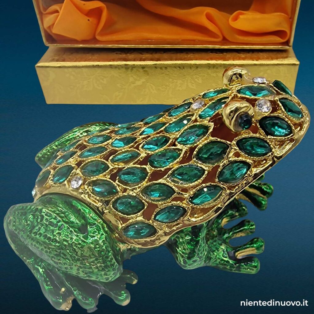 Rana portagioie in metallo decorata con strass - immagine aggiuntiva 5