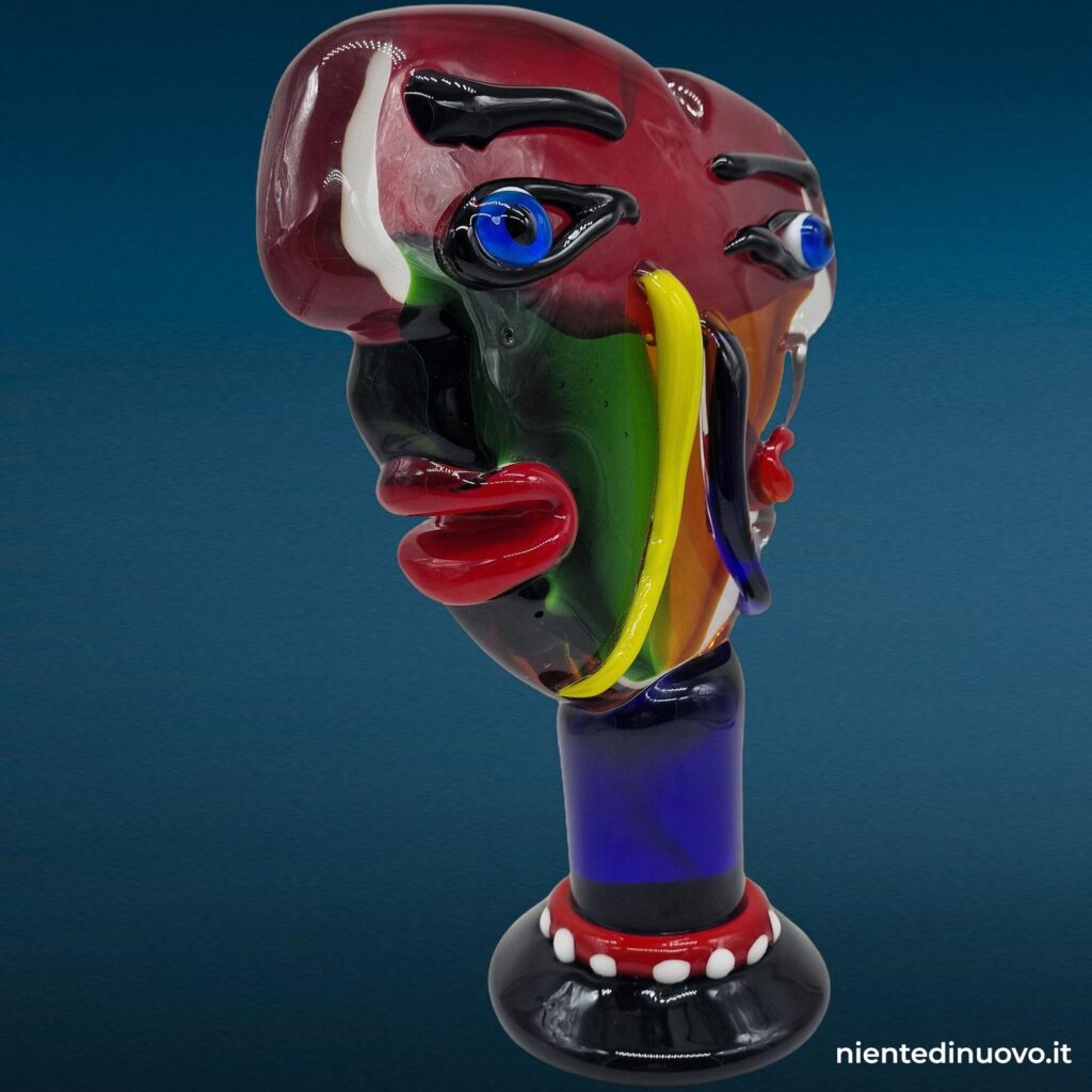 scultura in vetro di Murano doppia testa astratta - immagine aggiuntiva 3