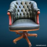 04744.jpg Poltrona Captain Chesterfield in pelle verde con base a rotelle - immagine aggiuntiva 10