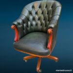 04744_1.jpg Poltrona Captain Chesterfield in pelle verde con base a rotelle - immagine aggiuntiva 2