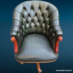 04744_7.jpg Poltrona Captain Chesterfield in pelle verde con base a rotelle - immagine aggiuntiva 8