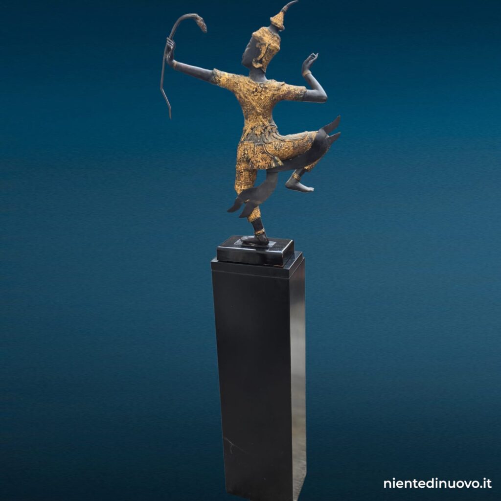 Scultura danzatore thailandese in bronzo su base laccata nera - immagine aggiuntiva 6