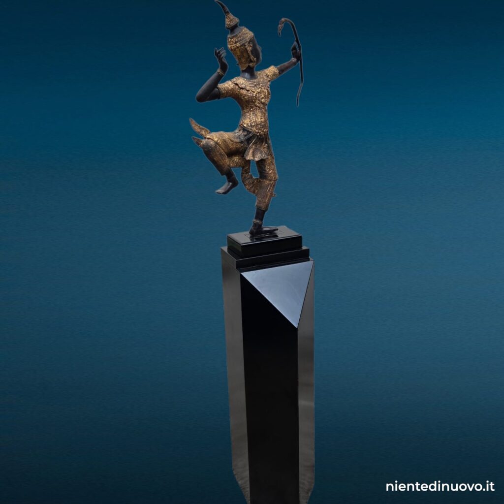 Scultura danzatore thailandese in bronzo su base laccata nera - immagine aggiuntiva 7