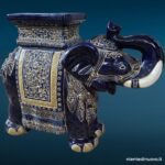 Elefante decorativo in ceramica blu cobalto e oro - immagine aggiuntiva 8