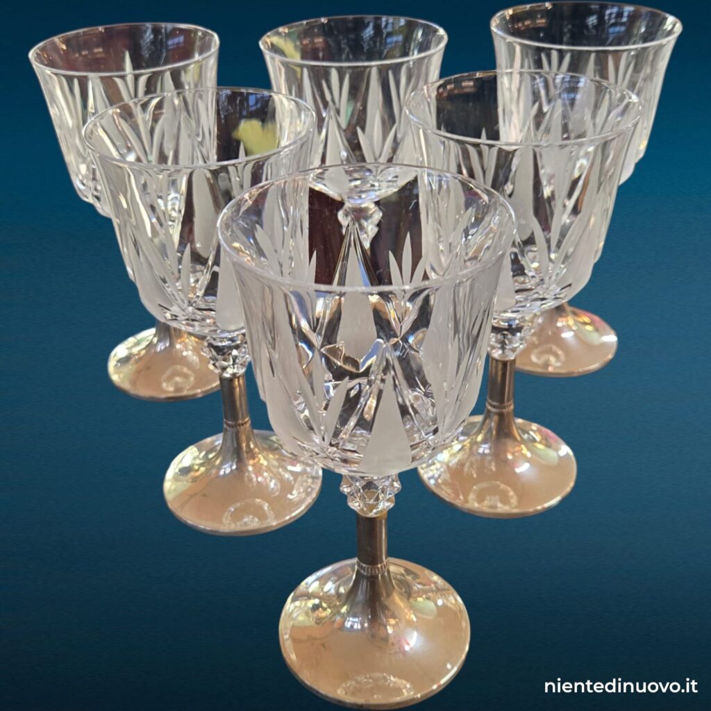 Set 6 calici in cristallo con basamento in argento - immagine aggiuntiva 8