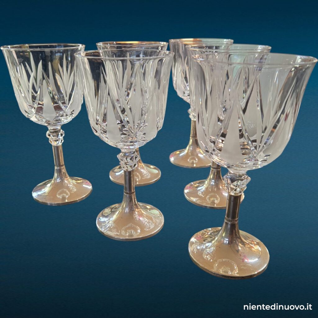 Set 6 calici in cristallo con basamento in argento - immagine aggiuntiva 3