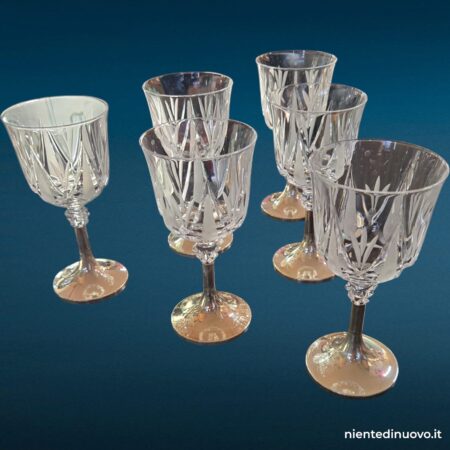 Set di 6 calici da vino in cristallo e argento - immagine aggiuntiva 2