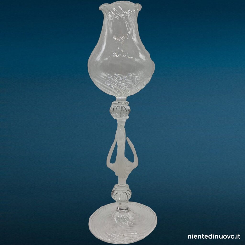 Calice veneziano in vetro soffiato con decori cigno e delfino - immagine aggiuntiva 2
