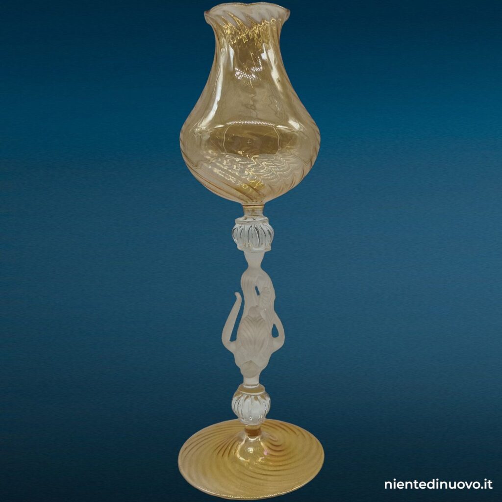 Calice veneziano in vetro soffiato con decori cigno e delfino - immagine aggiuntiva 8
