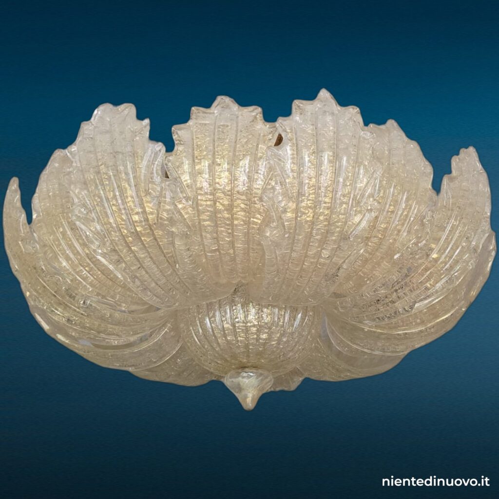 Lampadario con foglie in vetro di Murano dorato - immagine aggiuntiva 5