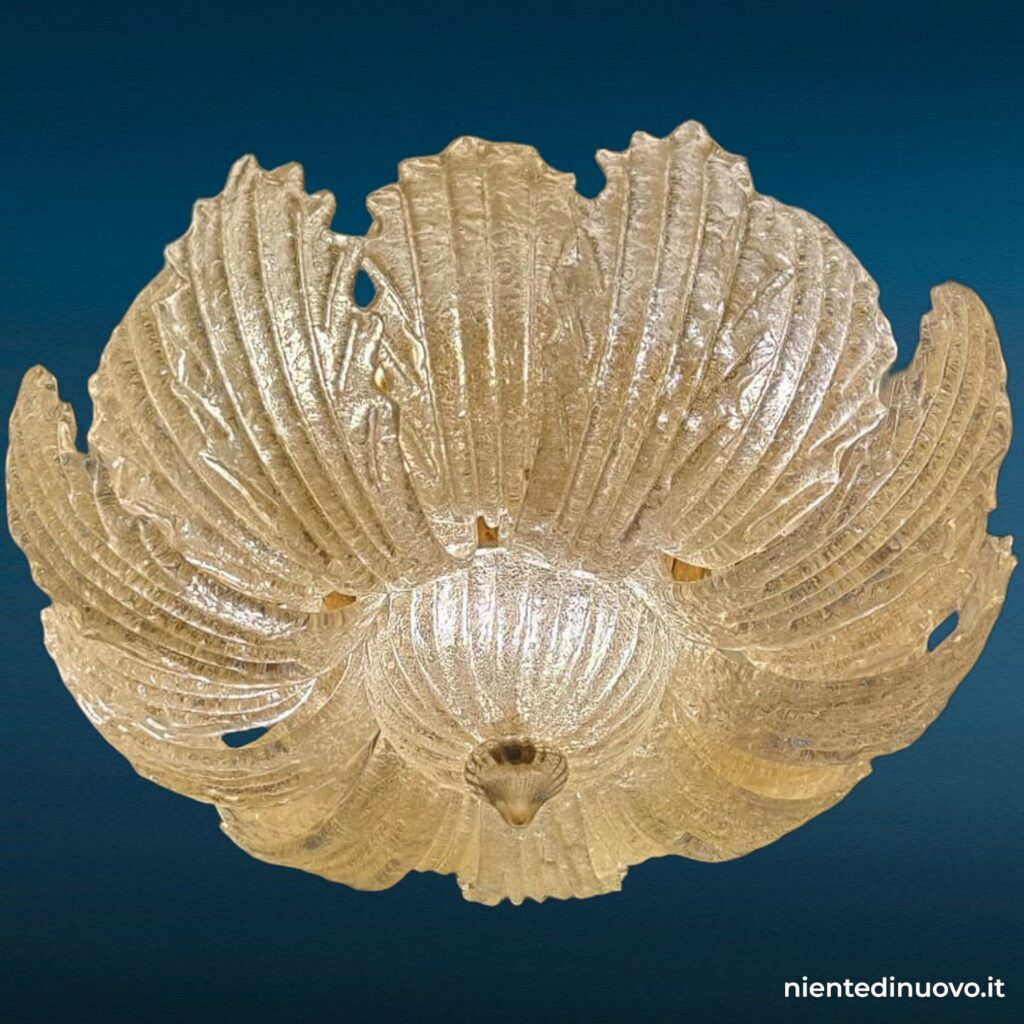 Lampadario con foglie in vetro di Murano dorato - immagine aggiuntiva 8